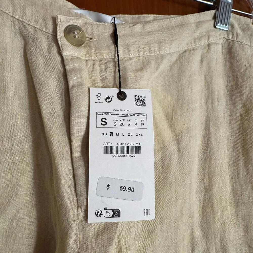 NEW Zara The Alana Linen Pant - Light Asymmetric Waist Cargo Pants (Size S) - Picture 4 of 6